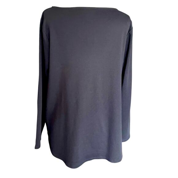 Chico's Black Boatneck High Low Long Sleeve Knit Top Sz XL/16 Closet Staple Fall - Picture 3 of 7